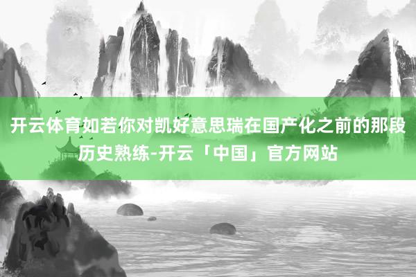 开云体育如若你对凯好意思瑞在国产化之前的那段历史熟练-开云「中国」官方网站